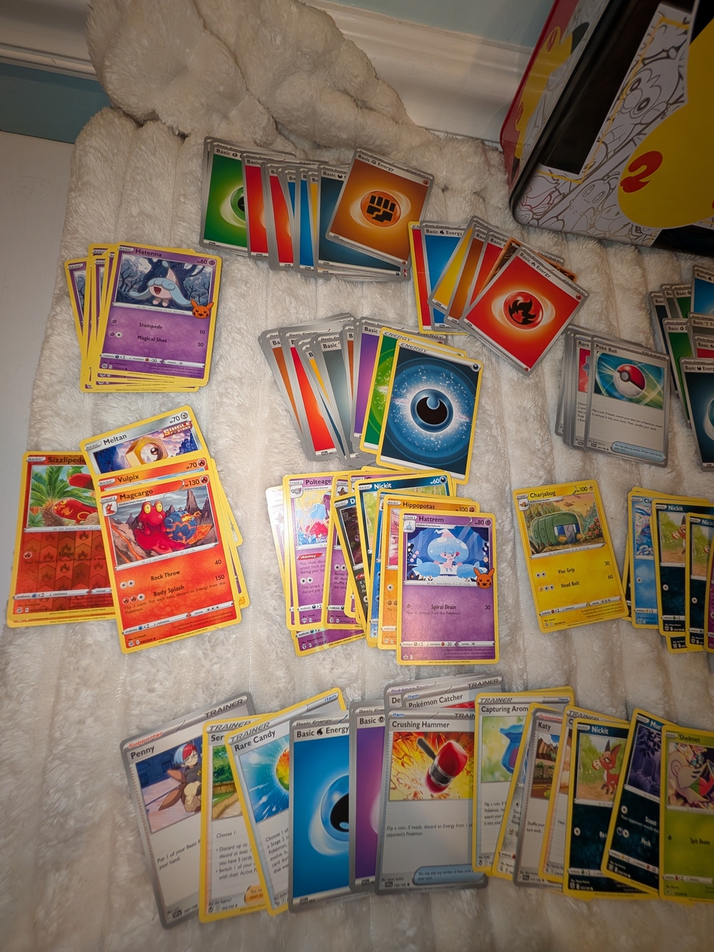 Pokemon Trading Cards Set with Yellow, Red, Blue Accents